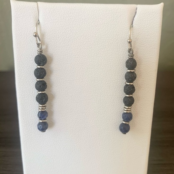 Sodalite and Lavastone‎ Diffuser Earrings - Picture 5 of 5